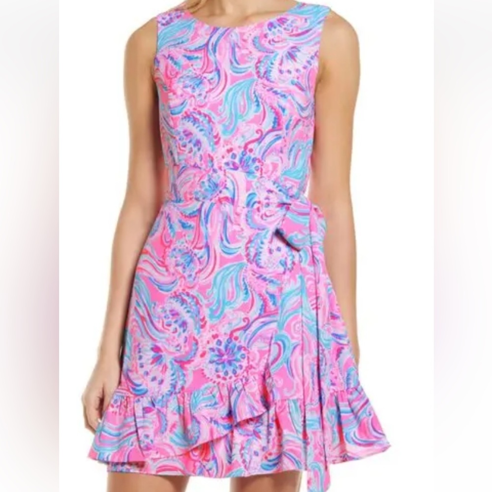 Lilly Pulitzer Sz 00 Joselyn Faux Wrap Dress in Prosecco Pink